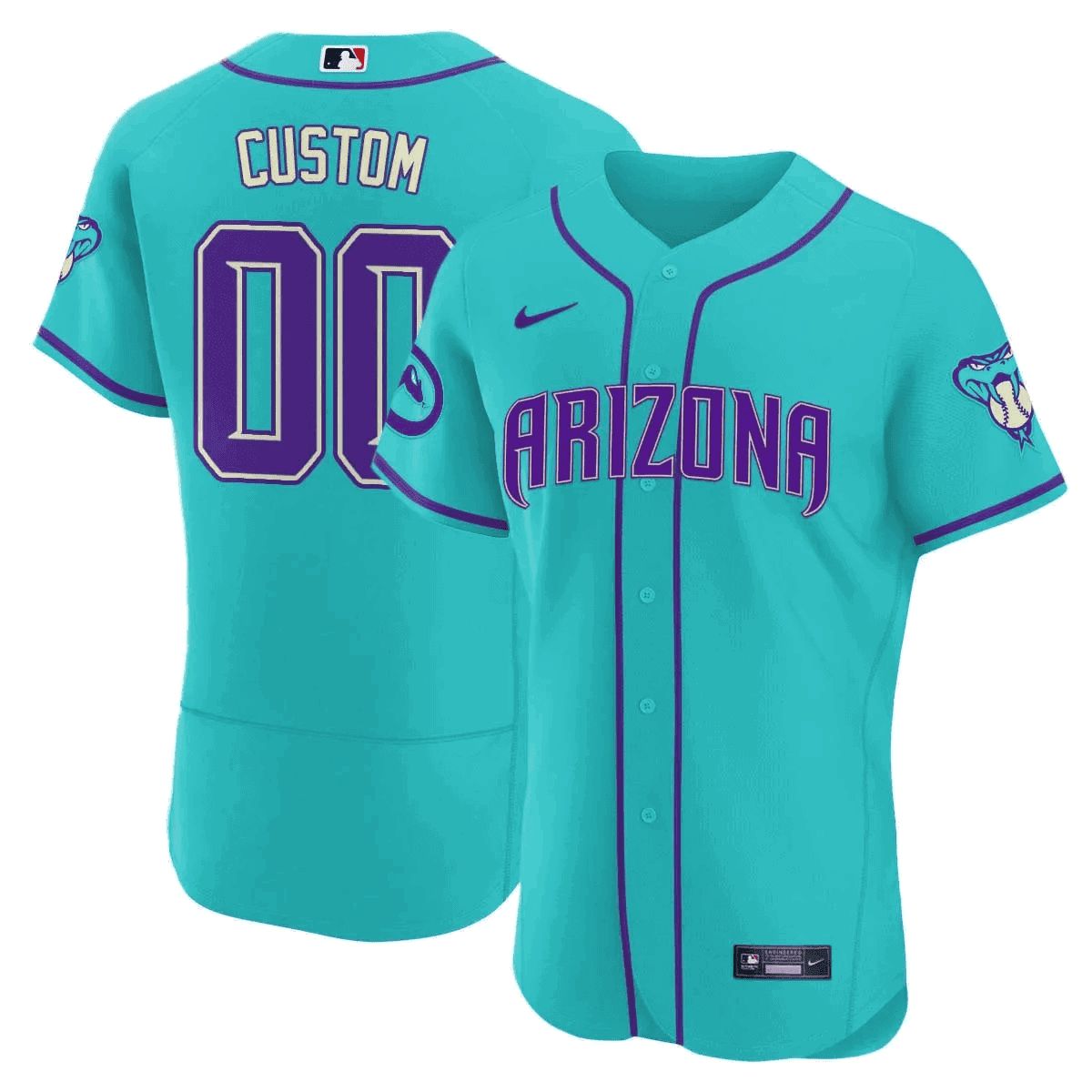 Men Arizona Diamondback Light Blue Nike 2024 Teal Purple Custom MLB Jersey style 1